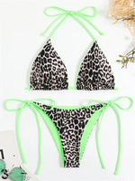 Sexy Micro Bikini 2025 Women Pink Leopard Print Neon Double Side Push Up Swimsuit Brazilian Beach Bathing Suit Thong Swimwear