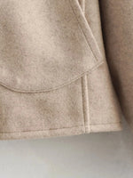 Foridol O Neck Single Breasted Apricot Women Winter Autumn New Coat Office Lady Short Thick Jacket Vintage Outerwear Loose
