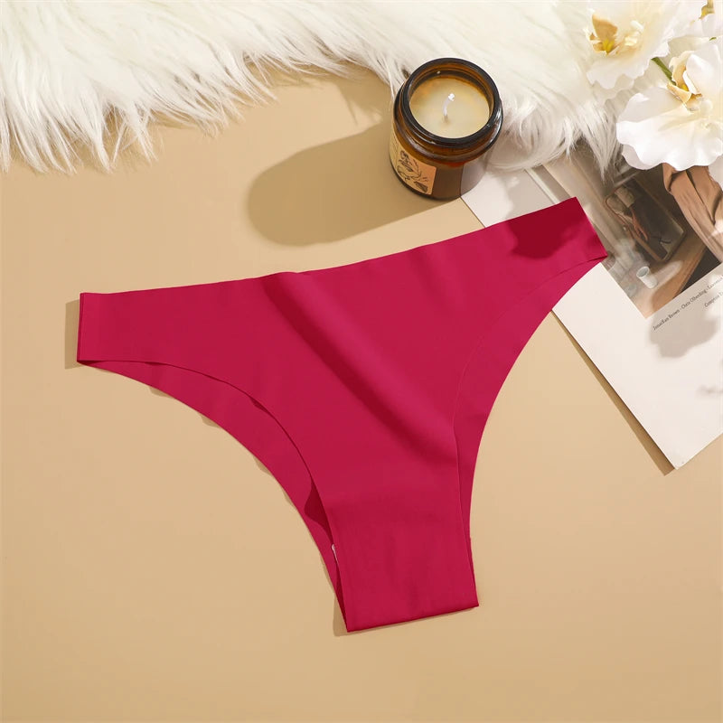 3PCS Seamless Panties Ultra-thin Brazilian Maillard panties Women Ice Silk Underwear Sexy Panty Low Waist G-string Female Solid