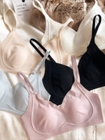Summer Ice Silk Bra Seamless Women Underwear Sexy Ultra Thin Comfort Bralette French Rabbit Ears Padding Fixed Push Up Bras