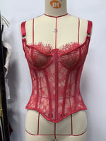 Summer Black Floral Embroidery Corset Women Sexy Underwire Slim Fit Fishbone Tank Top Back Tied Rope Club Party Vest Streetwear
