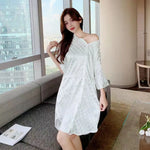 Women's Casual Bowknot Pattern Nightgown With Lace Trim Lapel Plus Size Comfortable Home Clothes And Sleepwear For Summer