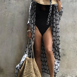 7 Colors Leaves Printed With Belt Half Sleeve Tunic Beach Cover Up Cover-ups Beach Dress Beach Wear Beachwear Female Women V4511