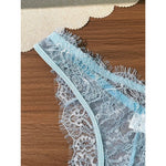 Ladies' Basic Style Thin Lace Bra and Panty Set Seamless Single Layer Eyelet Underwear Comfortable Intimate Apparel