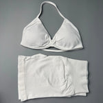 2 Pieces Gym Set Women Workout Clothes Scrunch Shorts Set Halter Sports Bra Fitness Top Woman Sportswear Yoga Set Outfits