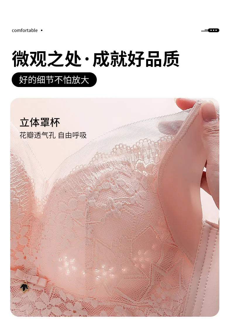 Spring And Summer New Five-breasted Thin Hole Cup Breathable Bra Without Underwire, Breast-proof Sagging Underwear Looks Thin Bh