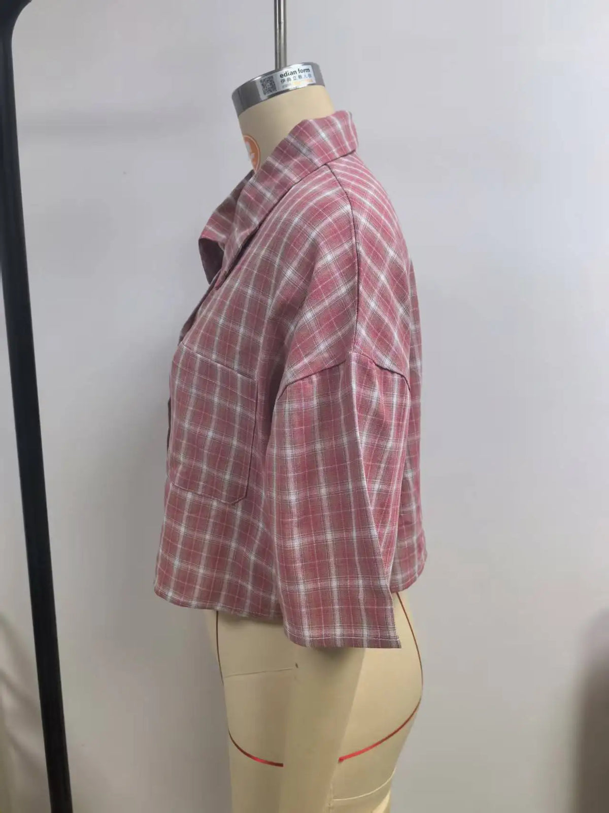 Casual Shirts Shirts & Blouses Women's Clothing Simple Style Street Personality Contrast Lattice Quarter Sleeves Fashion Trendy