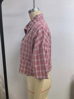 Casual Shirts Shirts & Blouses Women's Clothing Simple Style Street Personality Contrast Lattice Quarter Sleeves Fashion Trendy