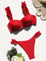 Underwired Bra Cup Ruffled Frill Bikini Women Swimsuit Female Swimwear Two Pieces Bikini Set Push Up Bathing Suit Swim Beachwear