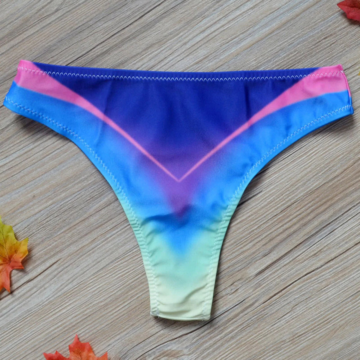 Women Vintage Print Low Waist Brazilian Bikini Bottom Swimwear Briefs Beachwear Brazilian Bikini Bottom Side Tie Thong Bathing