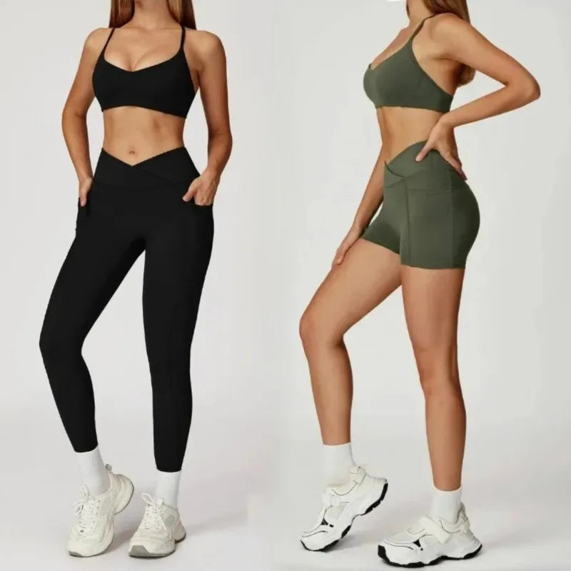 Women's Yoga 2-Piece Hip Lifting Tight Fitting Naked and Beautiful Back Set Outdoor Sports and Leisure Running Fitness Suit