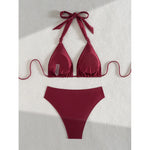 Wine Red High Waisted Bikini 2025 New Brazilian Biquini Triangle Swimsuit Women Beach Wear Bathing Suit Swimwear Female Summer