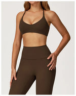 Summer U-Shaped Multi-Strap Cross Back Women Pilates Fitness Sports Bra Top Gym Yoga Athletic Tight Workout Jog With Chest Pad