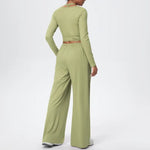 3 Pcs Women's Seamless Yoga Set Sports Fitness Gym Slim-Fit Long Sleeve & Tank Top Suits Workout Running Training Sets