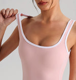 Sexy Sleeveless Backless Scrunch Yoga Jumpsuit Women Color-block U Neck Slim Sports One Piece Suits Tight Fitness Gym Overalls