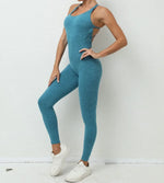 Seamless High-Waisted Peach Hip Yoga Jumpsuit for Women - Fast Drying Sweat-Wicking Tight Running Sports Jogging Gym Activewear