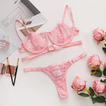 2 Pieces Sexy Lingerie Fancy Lace Erotic Set Transparent Underwear Fairy Embroidery Brief Sets Delicate BraPush Up Breves Kit