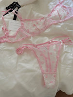 French Style Polka Dot Bra & Thong Set | Retro Sexy Lace Lingerie, Ultra Thin Sheer Netting for Big Bust & Plus Size MOYISU Bras