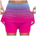 Women's Gradient Tennis Skirts High Waisted Athletic Skort With Built In Shorts Anti Slip Quick Dry Summer Skirt For Sports