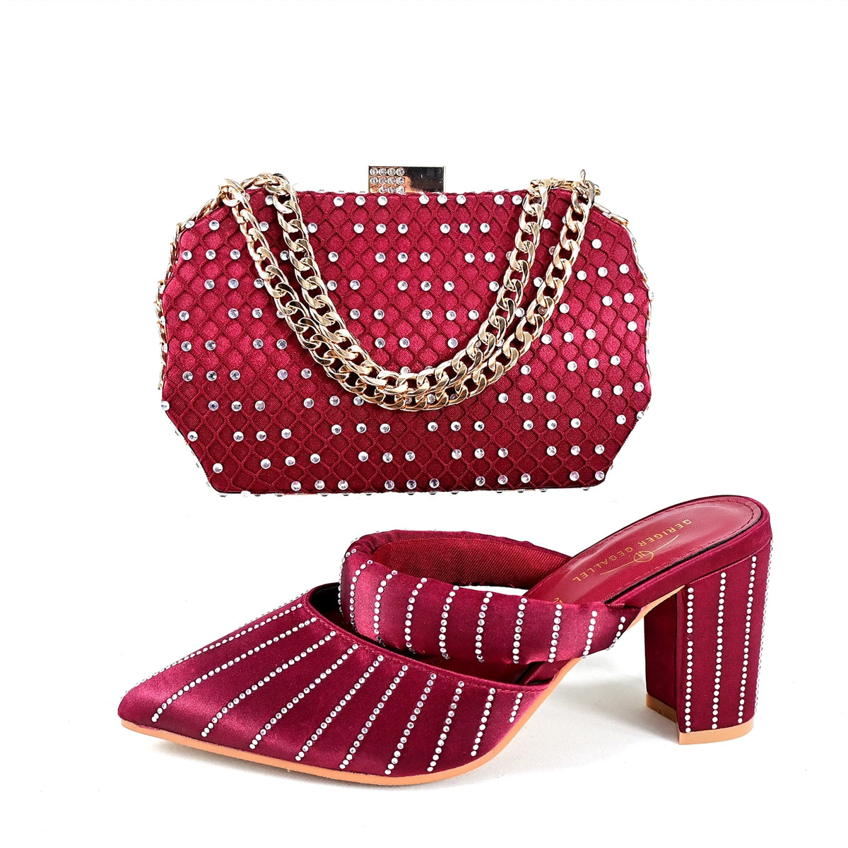 2024 Newest Hot Selling Gold Color Platform Design Peep Toe Ladies Shoes Matching Bag Set For Mature Women Party PumpTR1-2