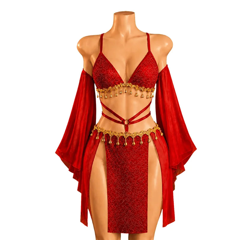 Exotic Princess Lace Lingerie Set Sexy Strappy Hanfu Style Babydoll Dress Ultra-Fairy Pure Desire Temptation Nightwear