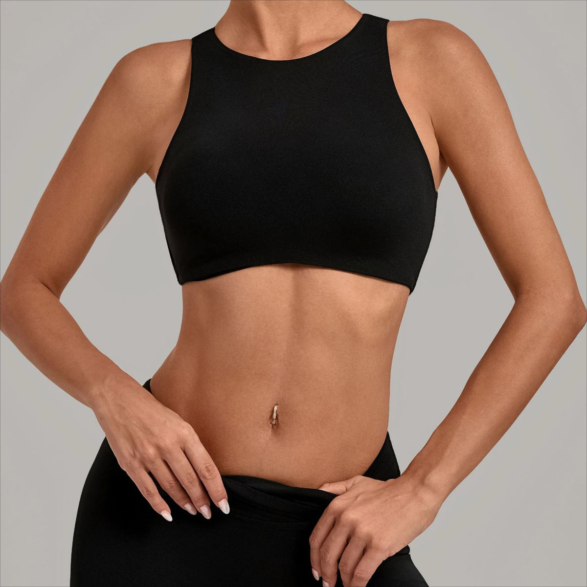 STOUREG Women's High Neck Yoga Tank Top Backless High Elastic Shockproof Padded Bra Racerback Gym Fitness Workout Breathable