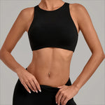 STOUREG Women's High Neck Yoga Tank Top Backless High Elastic Shockproof Padded Bra Racerback Gym Fitness Workout Breathable
