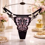 7PCS Butterfly Embroidered Low Waist Thong Set for Women, Sexy Breathable Soft Panties, Comfortable Quick Dry Underwear