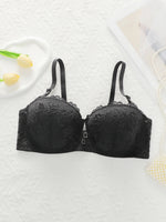 Women's oversized underwear with half cup gathered anti sagging front buckle lace design suitable for plump women 90D-110D B2483