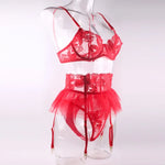 Toucheart 3 Piece Set Lingerie Garter Sets Lingerie For Woman Sexy Mini Skirt See-Through Embroidered Bra Erotic Underwear New