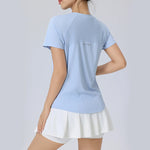 Women's Short Sleeve Quick Dry SplitBack Fitness Tee Summer Sweat-wicking Breathable Mesh Casual Running T-shirts