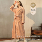 2026 Autumn Winter New Thick Coral Fleece Couple Bathrobe, Long Flannel Robe for Men Women Warm Home Pajamas Loungewear