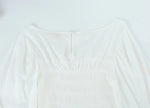 Foridol White Summer Linen Women Blouse Off Shoulder Lantern Sleeve Short Blouse Top 2025 Spring Smocked Pelpum Top New