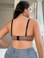 Plus Size Leopard Women Bra Wide Straps Thin Cup Push Up Bra Lifting Support Straps Comfortable Lingerie