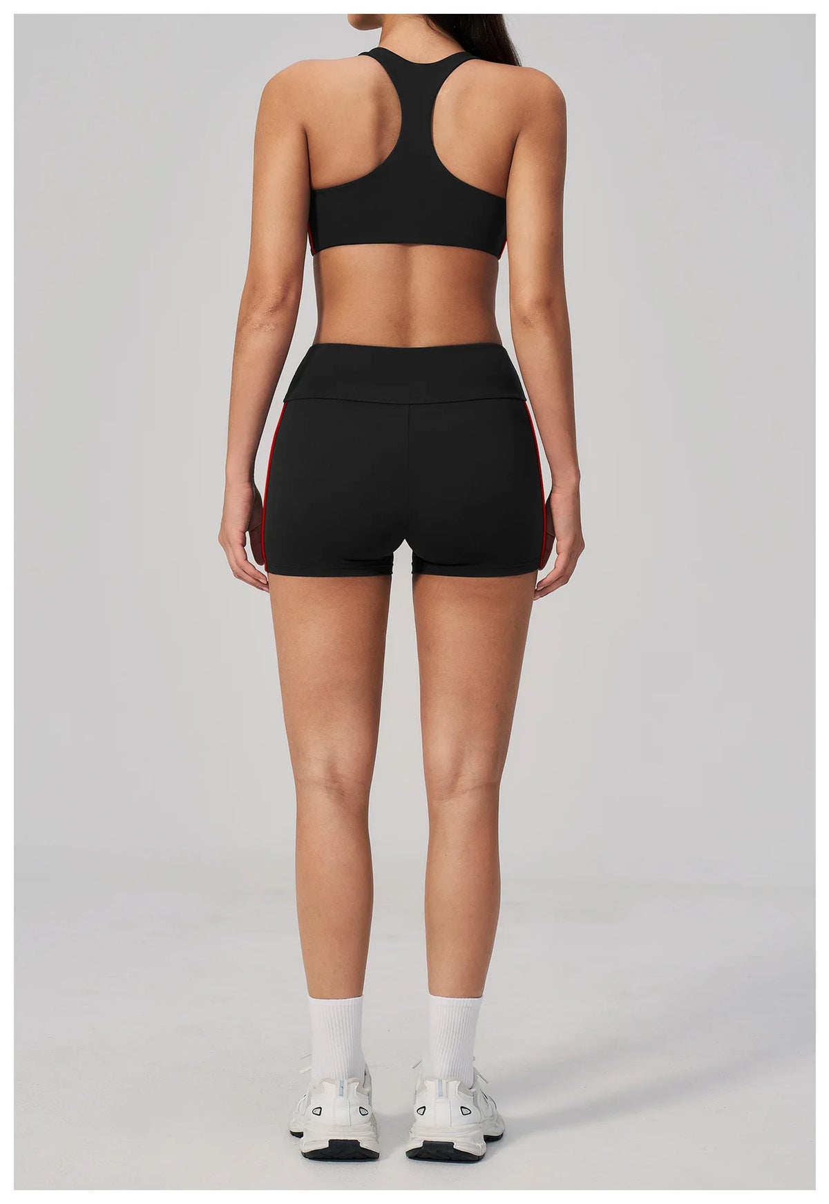 Quick Drying Shaved Tight Yoga Suit for Women Color Contrast Slim Sports Bra High Waist Shorts Running Fitness Suits Tracksuit