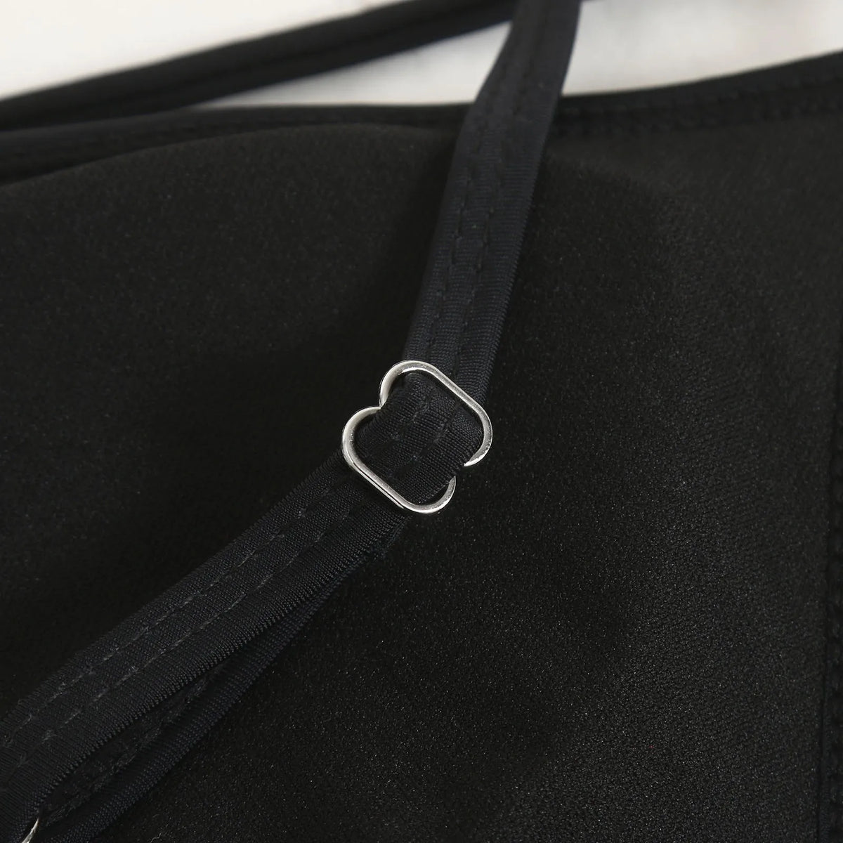 Women's Wire Free V Neck Triangle Bikini Top Black Hollow Out Push Up Bra Sexy Swimsuit Summer Adjustable Straps Bathing Suits