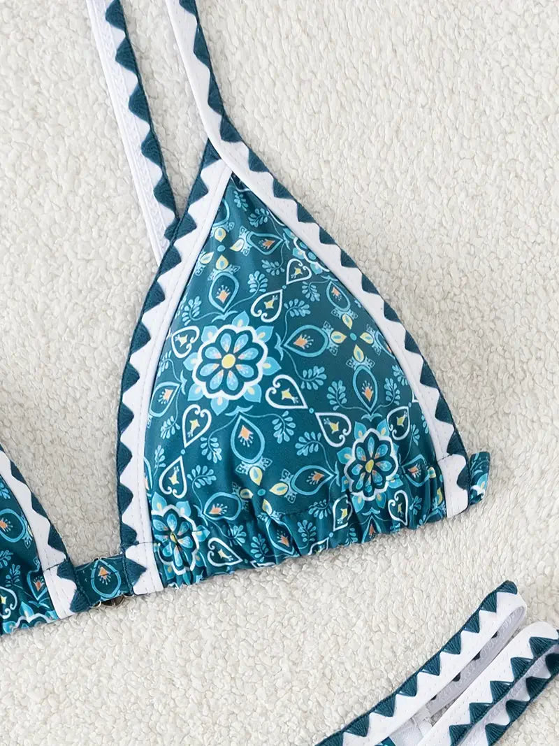 ZTVitality Sexy Push Up Floral Print Bikini Set 2025 New Arrival Padded Bra Whip Stitch Swimsuit Women's Swimwear Summer Biquini