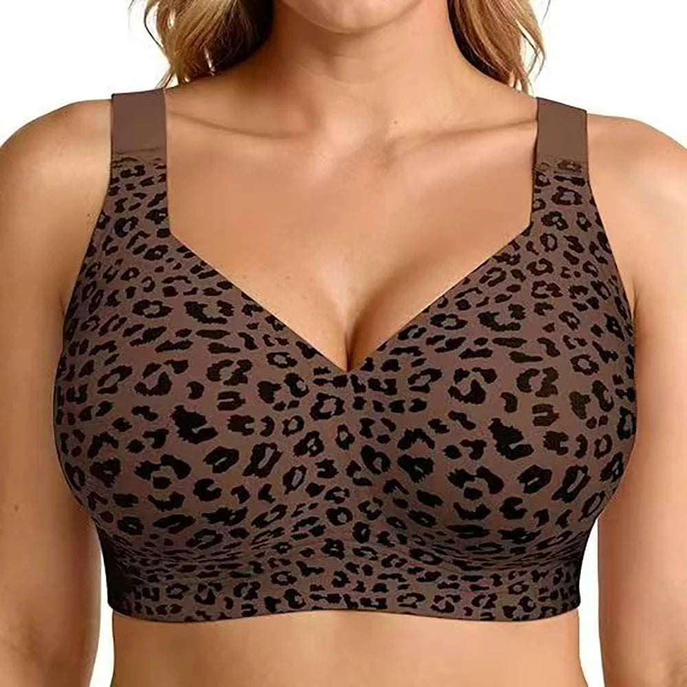 Leopard Jelly Bras No Underwire Push Up Wireless Bra Seamless Lift Bras Full Coverage Bralette Everyday Brassiere Plus Size
