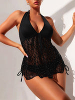 Vintage Black Mesh Patchwork Bikini Set 2026 Women V Neck Push Up Top High Waist Swimsuit Beach Bathing Suit Holiday Swimwear