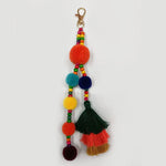 Summer Beach Shell Keychain Boho Style Hair Ball Tassel Keychain Colorful Pompom Keyring for Women Bag Hanging Pendants