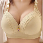 Gathered Side Collection Lifting Underwear Breasts Brassiere Large Size Bra Full Cup Underwear Brassiere No Steel RingBra