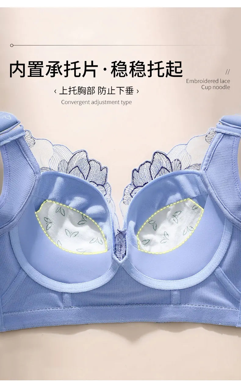 Women's Push up Bras Adjustable New Wireless Bras Women Flower embroidery Bra Underwear Large Size 36-52 CDE Cup Underwear Women