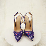 NoEnName_Null-Blue satin women's high heel sandals, dance, flowers, Silk patterned high-heeled shoes 12cmBanquet shoes
