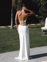 Elegant Halter Neck Backless White Tank Tops Women 2026 Summer Sexy Off Shoulder Buttons Crop Top High Street Lady Solid Vests