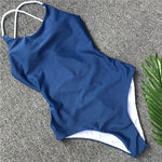 Criss Cross Backless Women Swimwear One Piece Swimsuit Female Monokini High Cut Leg Bather Bathing Suit Swim Beach Wear Lady