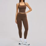 New Yoga Set 2PCS Gym Clothes Workout Outfits Women Long-sleeved T-shirt Sportswear Tracksuits Fitness Sports Vest Gym Leggings