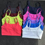 Sexy Solid Color Women's Tight Athletic Spaghetti Strap Gym Underwear Comprehensive Training Training Sports Bra Soft Yoga Top
