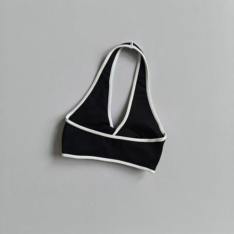 Shockproof Breathable Sports Bra Halter Neck Vest with Chest Pad for Gym Running Yoga Pilates Training Fitness Back Beauty