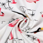 Casual Flamingo Print Pajama Set For Women Short-Sleeve Round Neck Top And Shorts Trendy Sleepwear Nightwear Can Be Worn Outside