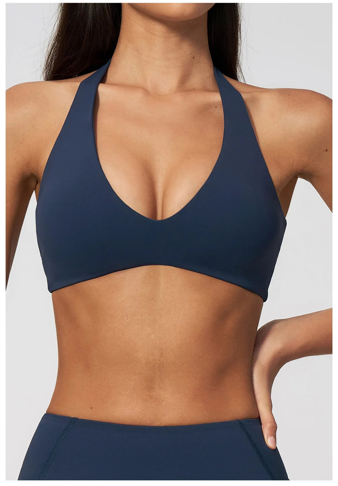 Halter V Neck Yoga Bra Sexy Backless Shockproof Gym Sports Tank Top Quick Dry Workout Fitness Outdoor Gym Running Bra